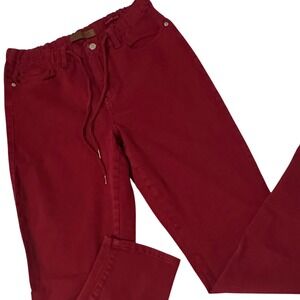 Judy Blue Garment Dyed Jeans Womens 9/29 Burgundy Red Excellent Drawstring Waist